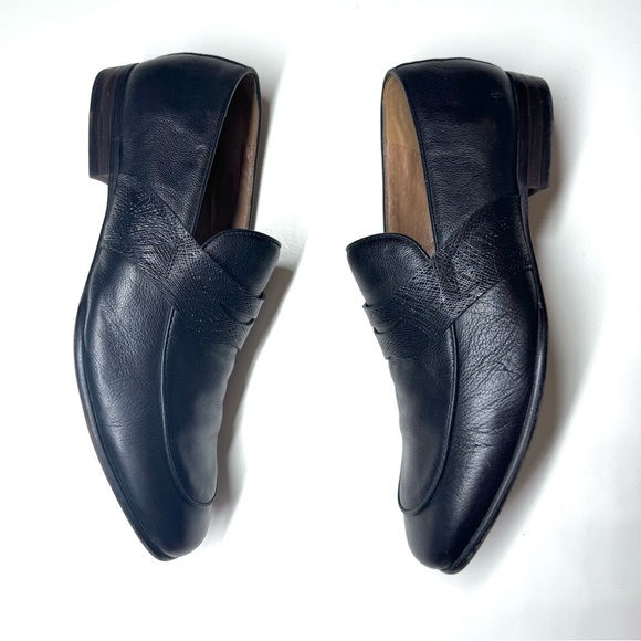 ZANZARA Mens PENNY LOAFERS 1/2 in Heeled Black Leather Dress SHOES Size- 10 - Picture 8 of 9